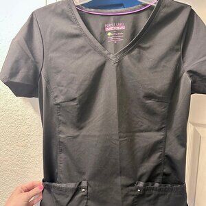 Healing Hands Purple Label YOGA 3-Pocket Black Scrub Top (2 of 2)